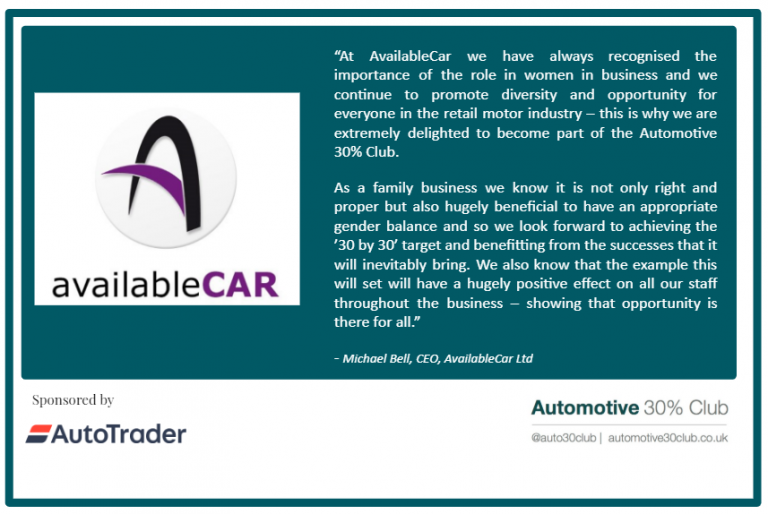 Michael Bell of Available Car Ltd becomes the newest member of the Automotive 30% Club