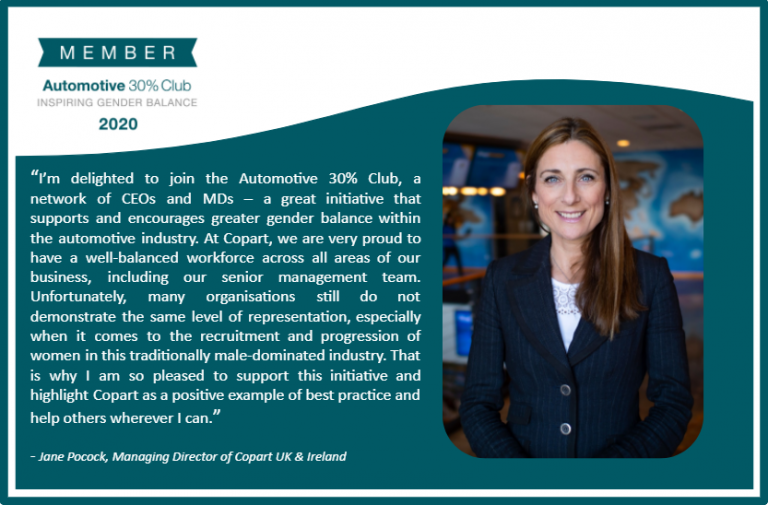 Jane Pocock of Copart UK Limited Joins the Automotive 30% Club