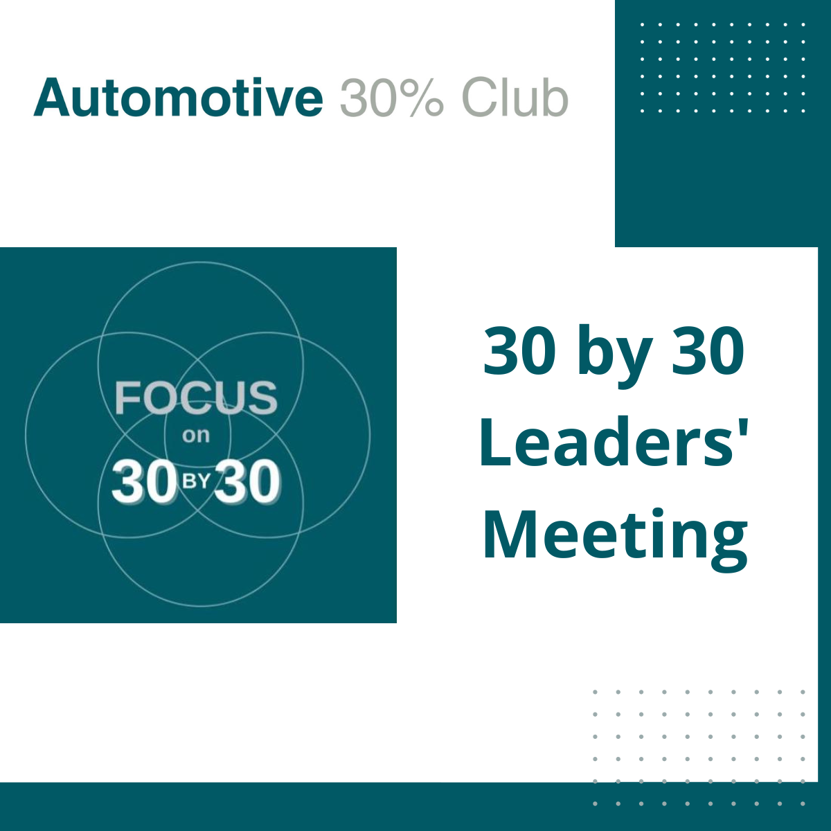 30 by 30 Leader Meetings...